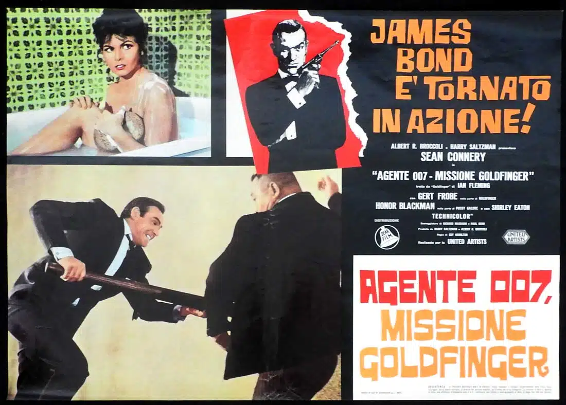 GOLDFINGER Original Italian Photobusta 3 Sean Connery James Bond Honor Blackman