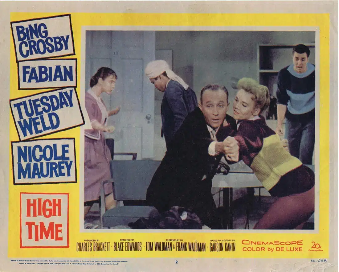HIGH TIME Original Lobby Card 2 Bing Crosby Fabian Tuesday Weld
