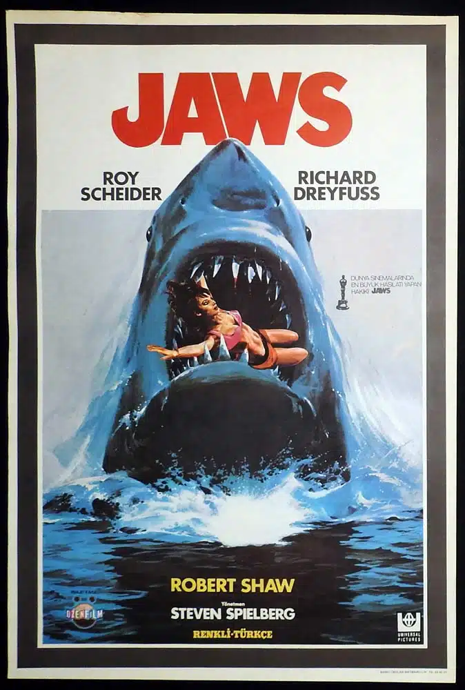 JAWS Original TURKHISH One Sheet Movie poster Roy Scheider Robert Shaw