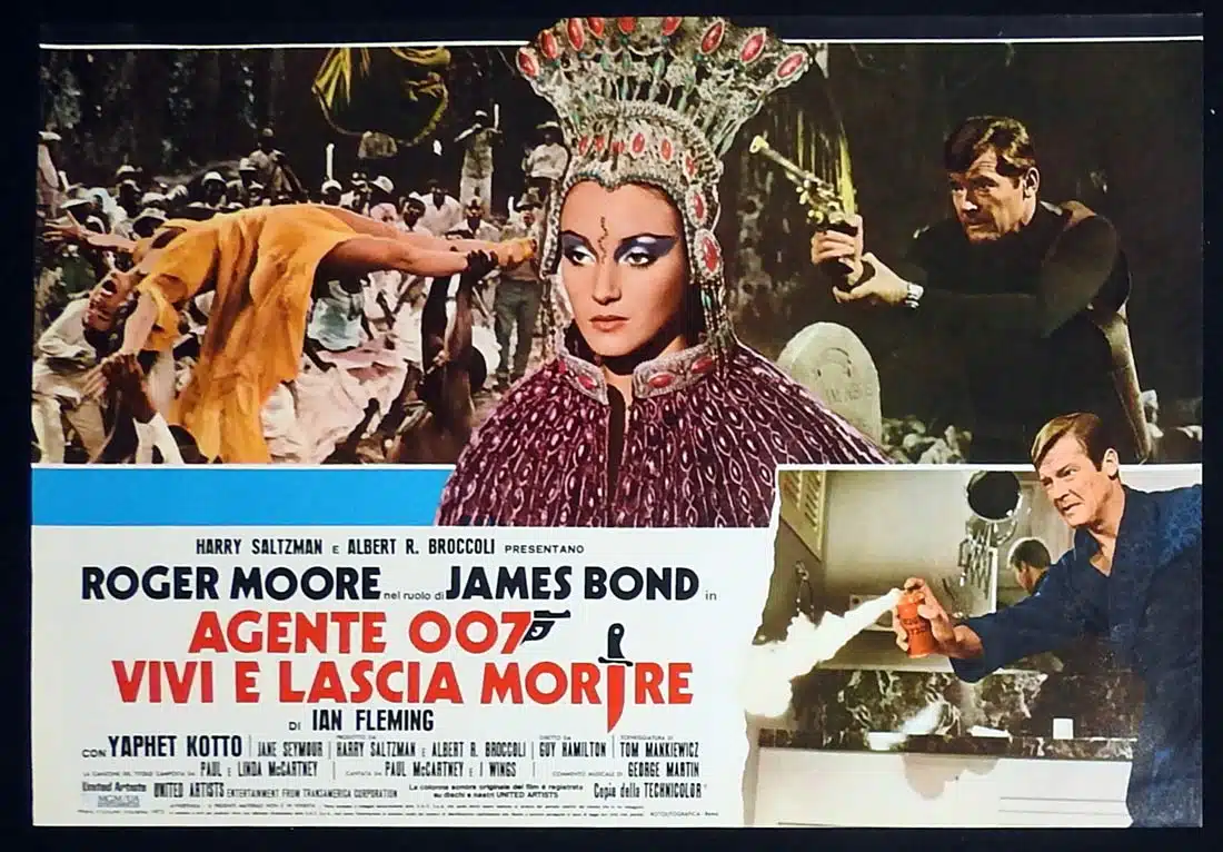 LIVE AND LET DIE Original Italian Photobusta 3 Roger Moore James Bond
