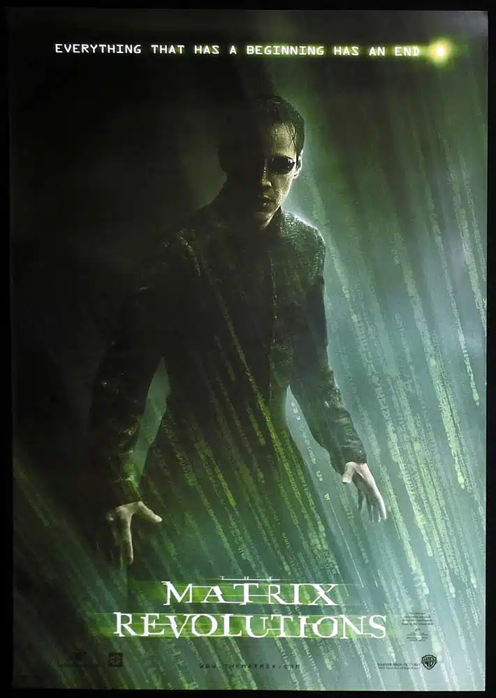 MATRIX REVOLUTIONS Original AUST Teaser One Sheet Movie poster Keanu Reeves Laurence Fishburne NEO