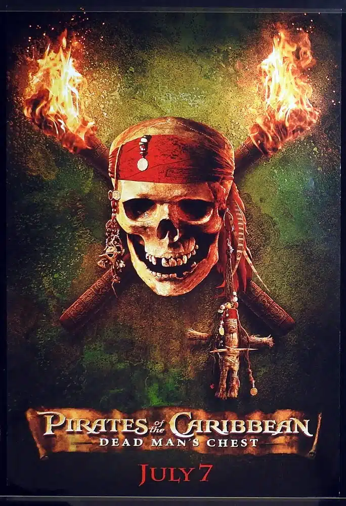 PIRATES OF THE CARIBBEAN DEAD MANS CHEST Original ADV One Sheet Movie poster Johnny Depp