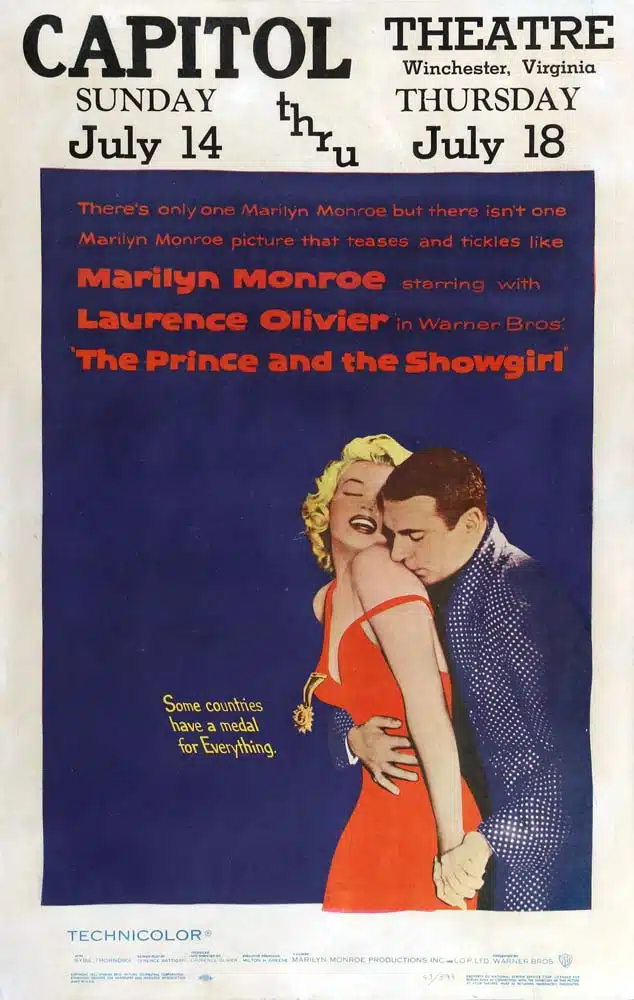THE PRINCE AND THE SHOWGIRL Original US Window Card Marilyn Monroe
