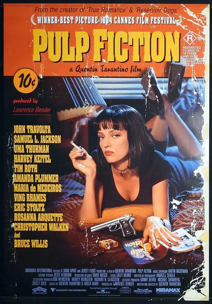 PULP FICTION Original AUST One Sheet Movie poster Quentin Tarantino John Travolta Samuel L. Jackson