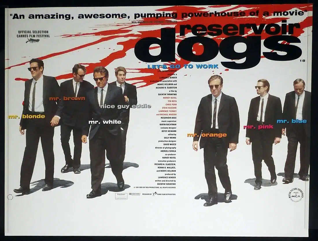 RESERVOIR DOGS Original ROLLED DS British Quad Movie Poster Quentin Tarantino Harvey Keitel