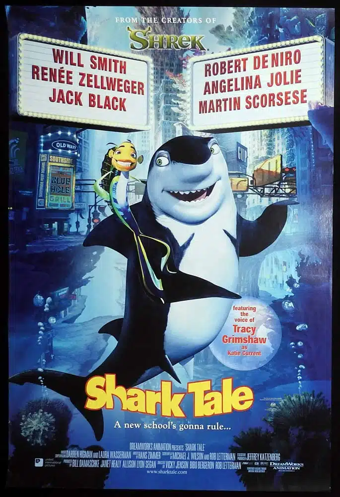 SHARK TALE Original One Sheet Movie poster Renée Zellweger Angelina Jolie Tracy Grimshaw