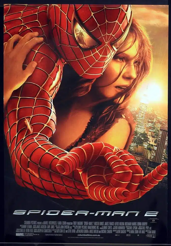 SPIDER-MAN 2 Original One Sheet Movie poster Tobey Maguire Kirsten Dunst