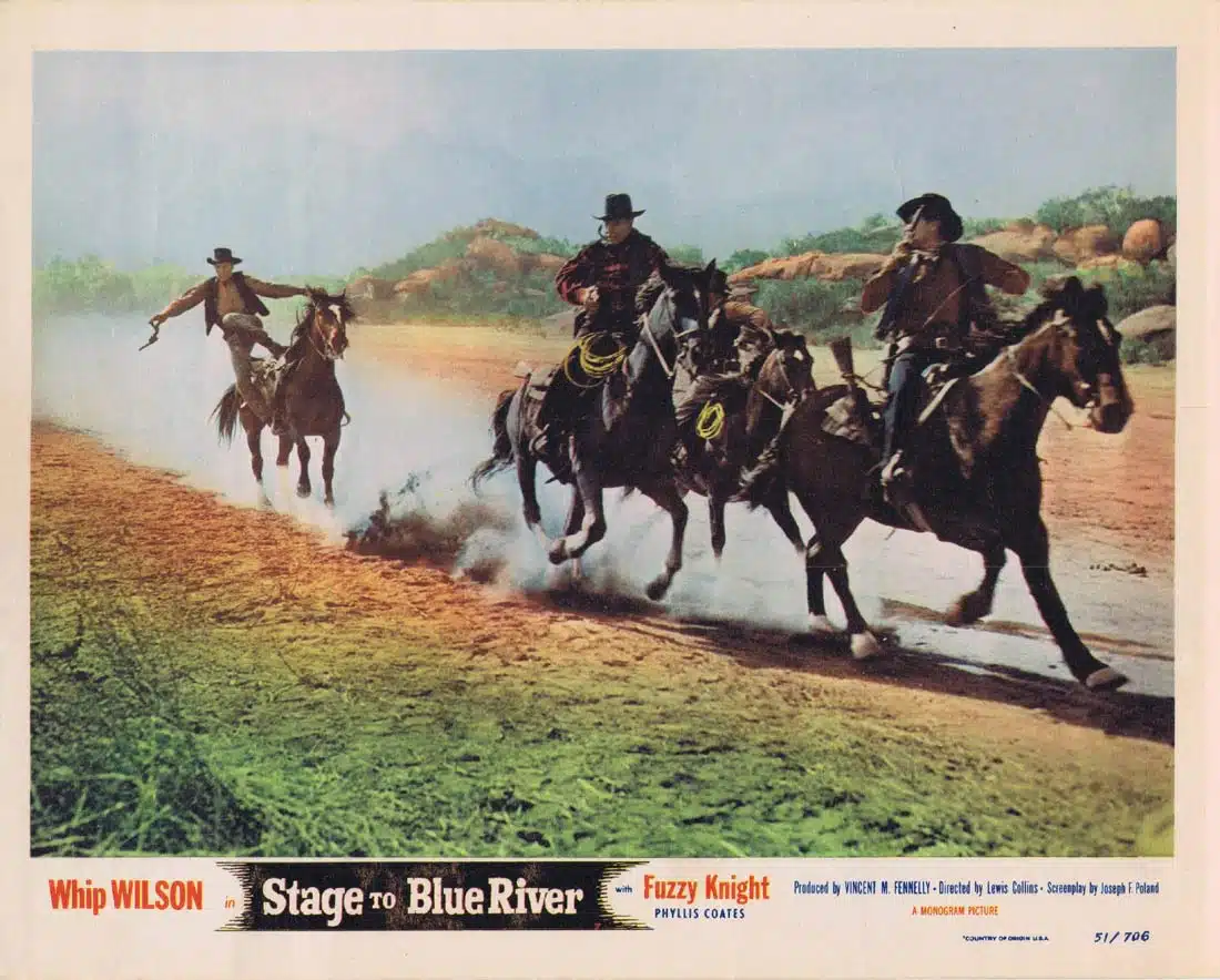 STAGE TO BLUE RIVER Original Lobby Card Whip Wilson Fuzzy Knight Phyllis Coates