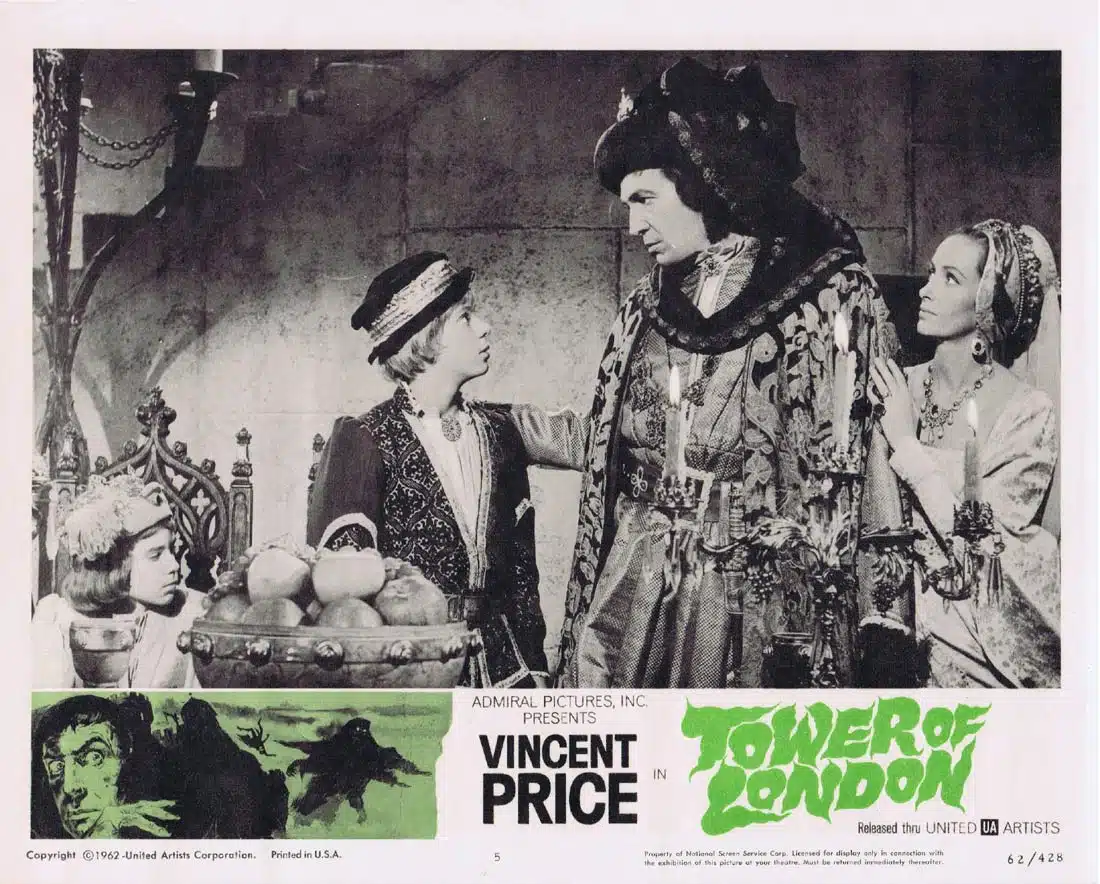 TOWER OF LONDON Original US Lobby Card 5 Vincent Price Michael Pate Roger Corman