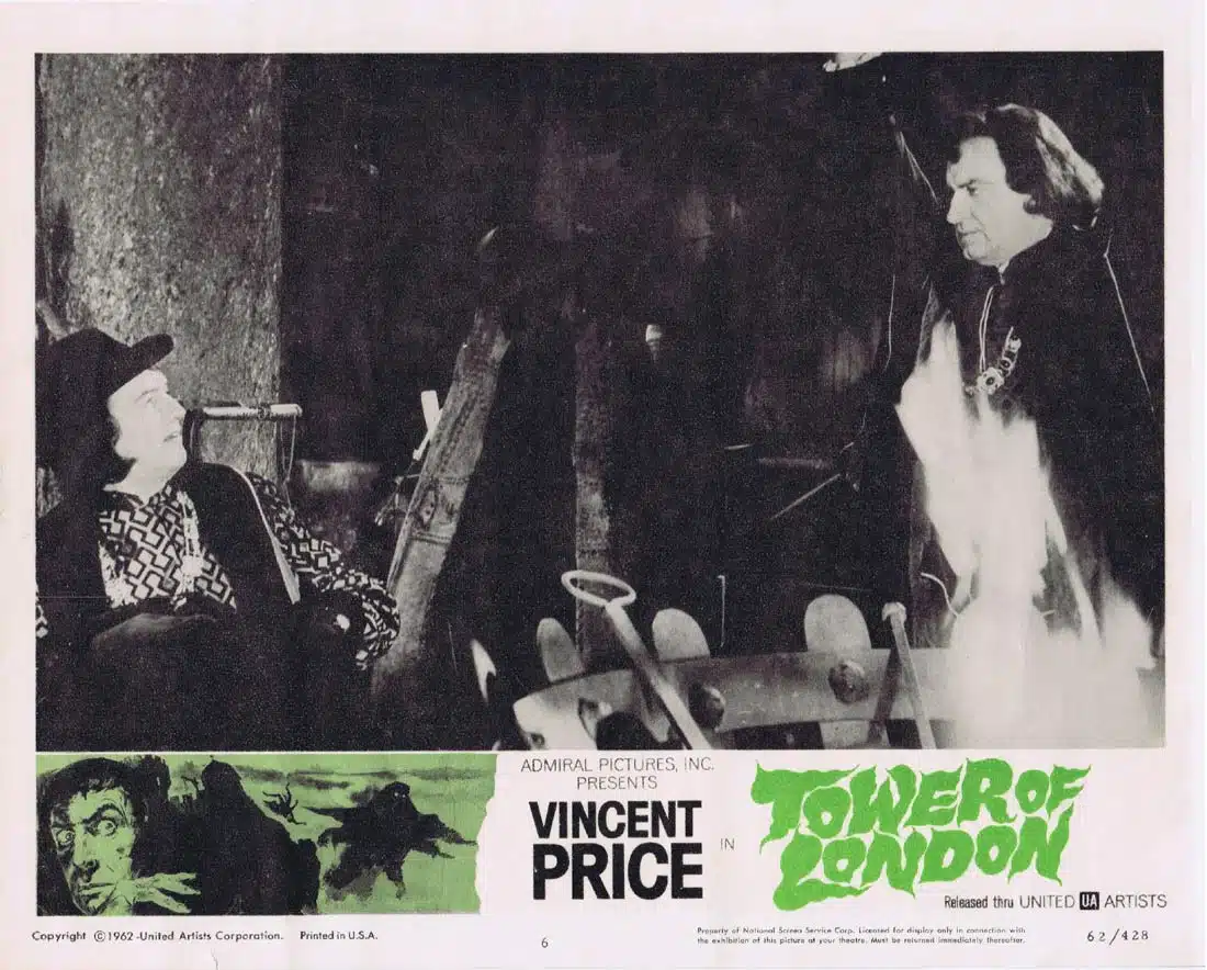 TOWER OF LONDON Original US Lobby Card 6 Vincent Price Michael Pate Roger Corman