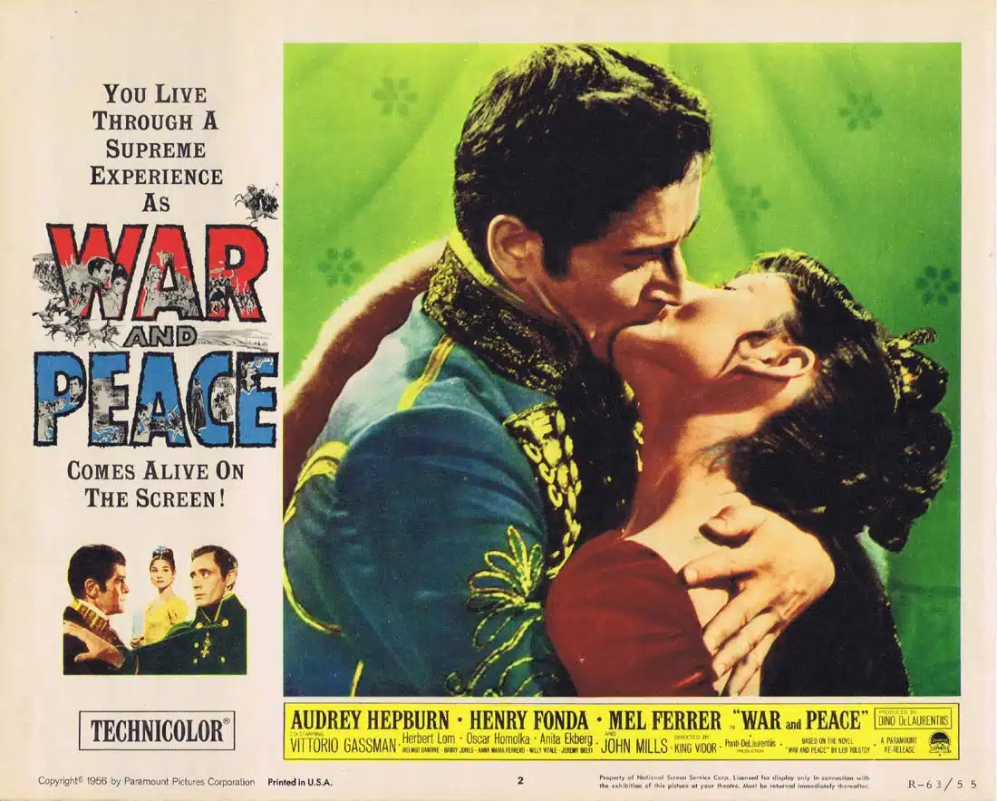 WAR AND PEACE Original 1963r US Lobby Card 2 Audrey Hepburn Henry Fonda