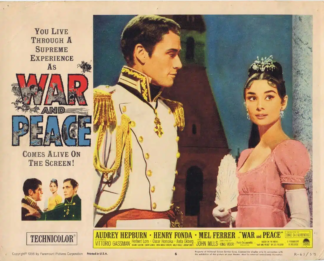 WAR AND PEACE Original 1963r US Lobby Card 6 Audrey Hepburn Henry Fonda