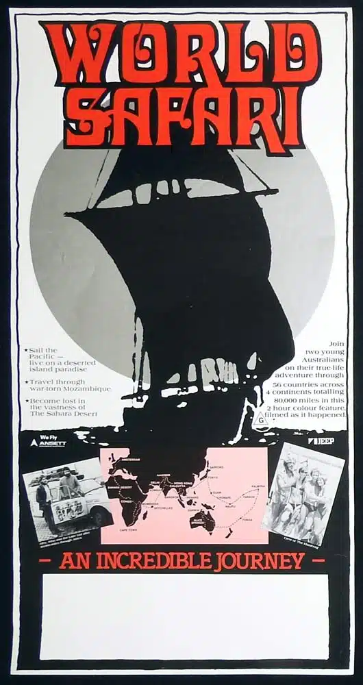 WORLD SAFARI Movie Poster 1977 Rare Country of Origin ALBY MANGELS Daybill Movie Poster