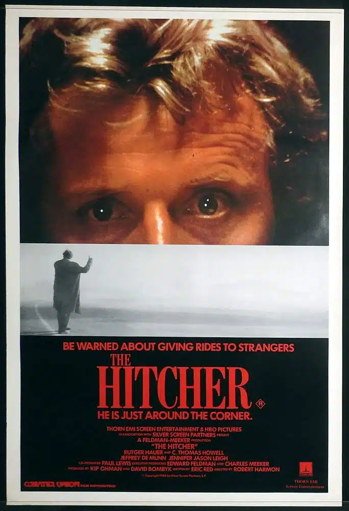 THE HITCHER Original Australian Rolled One Sheet Movie Poster Rutger Hauer Jennifer Jason Leigh