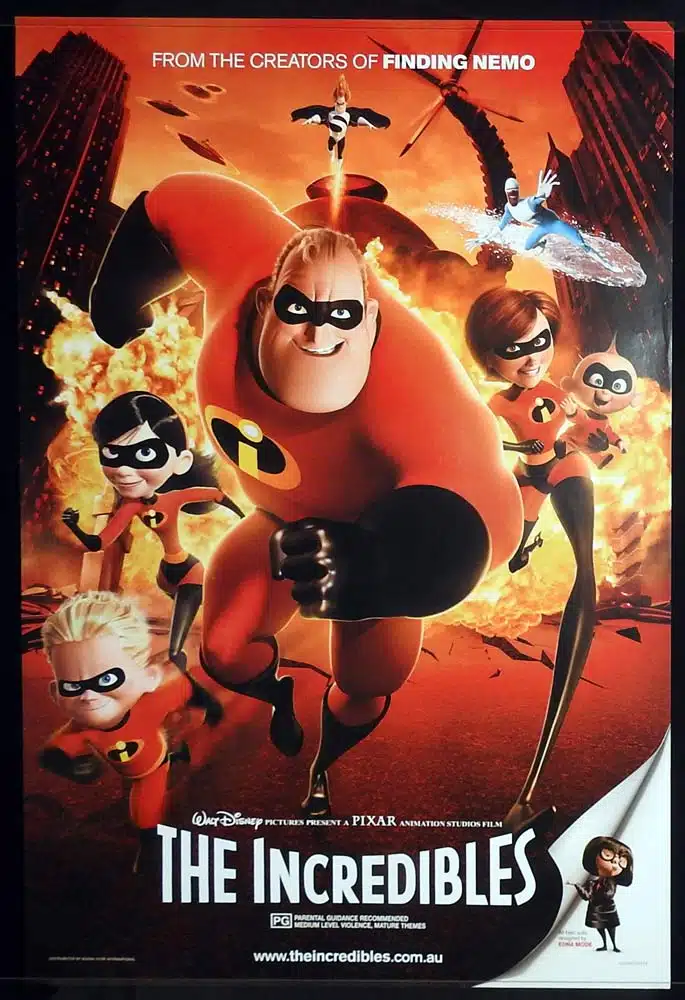 THE INCREDIBLES Original Rolled AUST ADV One Sheet Movie poster Craig T. Nelson Holly Hunter “B”