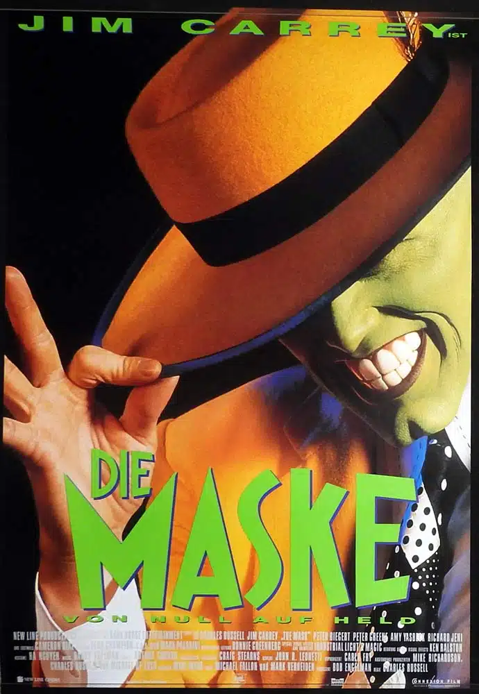 THE MASK Original Rolled GERMAN One Sheet Movie Poster Jim Carrey Cameron Diaz