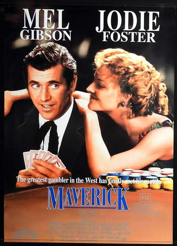 MAVERICK Original Rolled One Sheet Movie Poster Mel Gibson Jodie Foster James Garner