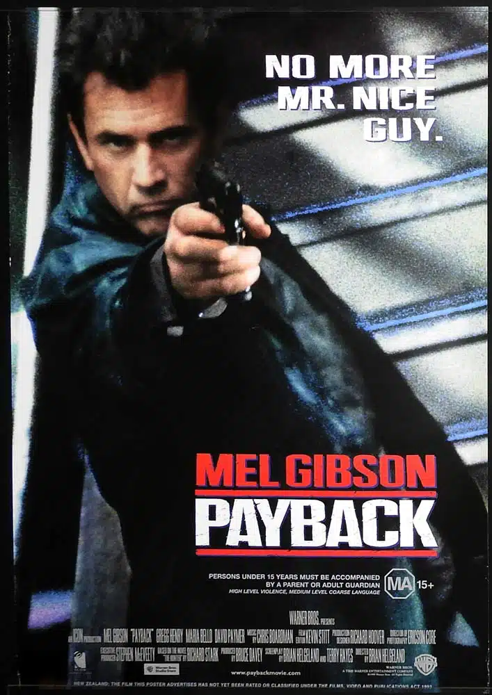 PAYBACK Original Rolled One Sheet Movie poster Mel Gibson Gregg Henry Maria Bello