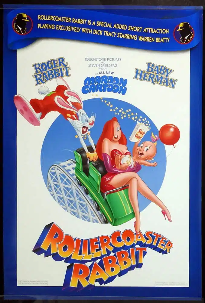 ROLLER COASTER RABBIT Original DS Rolled One Sheet Movie poster Dick Tracy