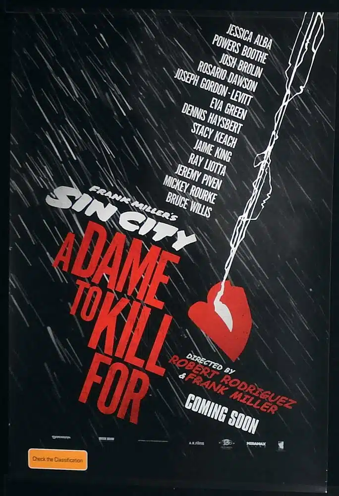 SIN CITY A DAME TO KILL FOR Original Rolled AUST ADV One Sheet Movie poster Mickey Rourke Jessica Alba Bruce Willis
