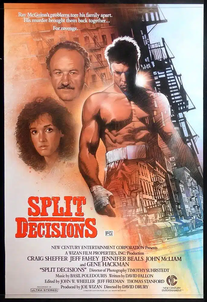 SPLIT DECISIONS Original Rolled One Sheet Movie poster Craig Sheffer Jennifer Beals Gene Hackman