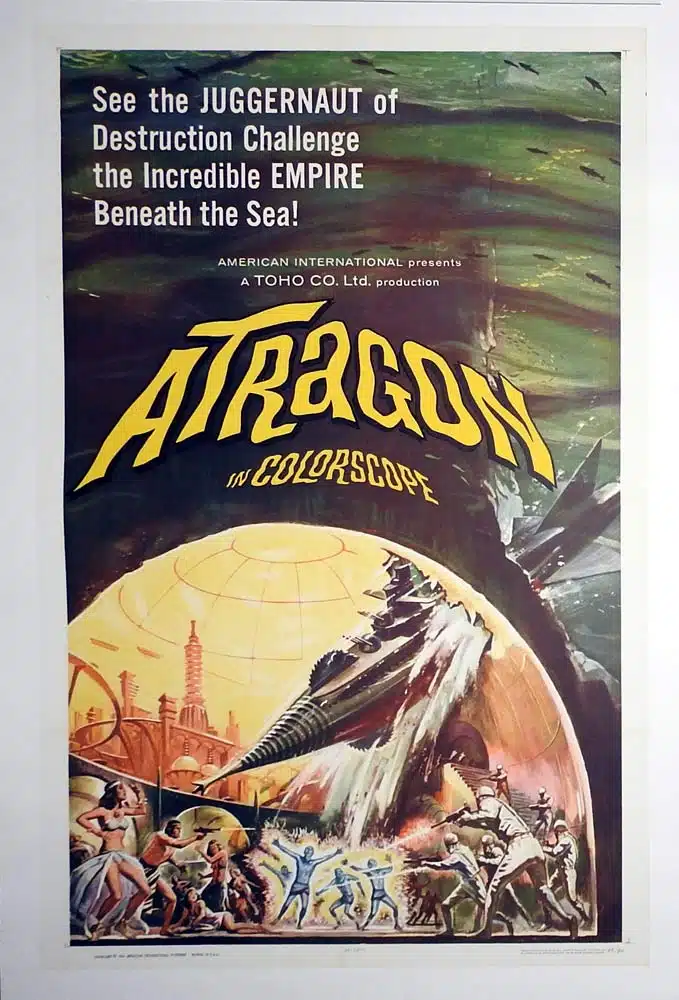 ATRAGON Original LINEN BACKED US One Sheet Movie poster Ishiro Honda Toho Sci Fi Classic