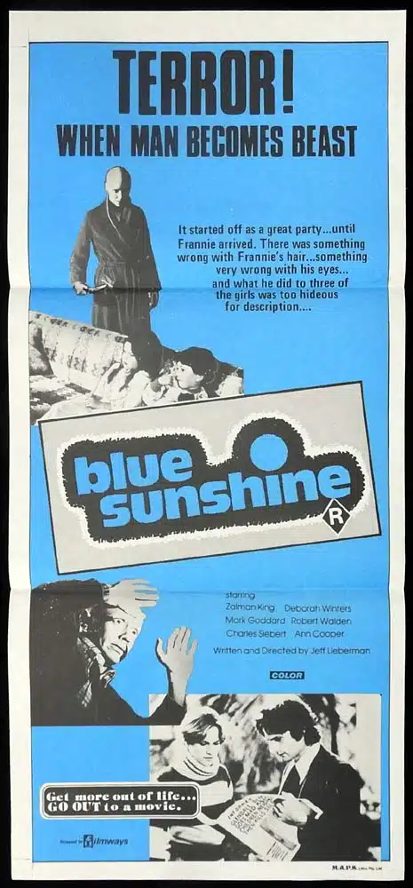 BLUE SUNSHINE Original Daybill Movie poster Mark Goddard Deborah Winters Horror