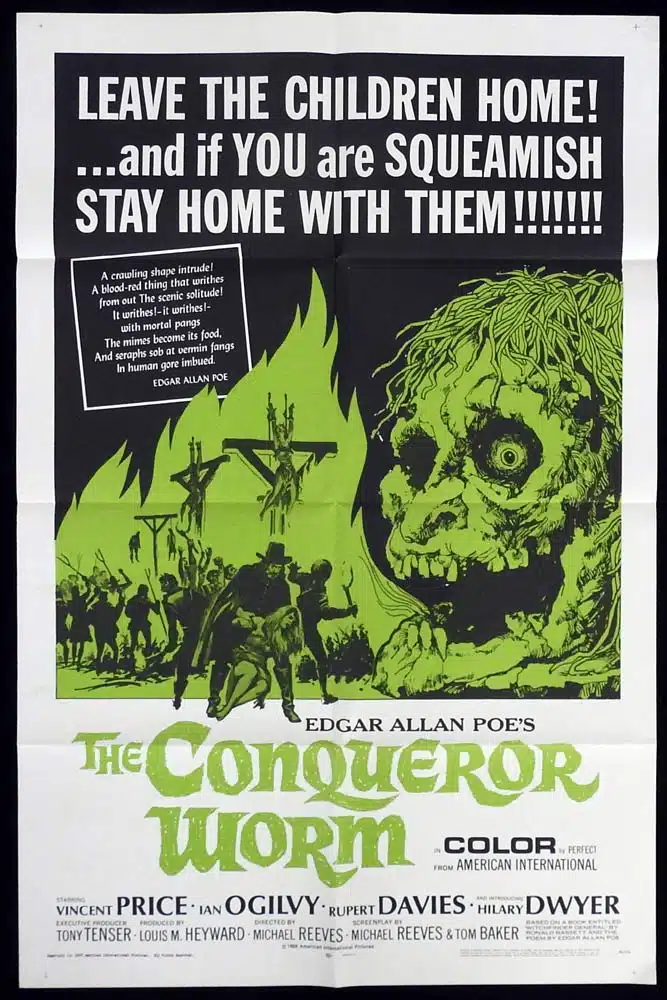 THE CONQUEROR WORM aka WITCHFINDER GENERAL Original US One sheet Movie poster Vincent Price