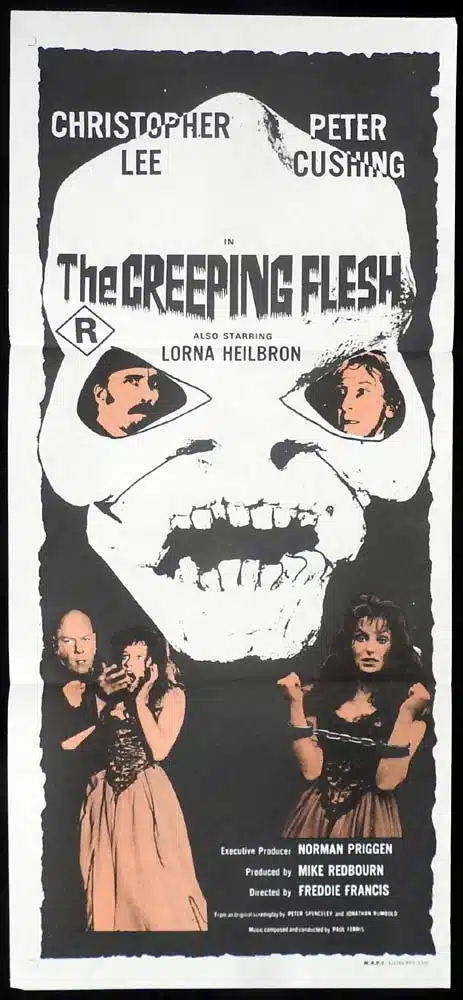 THE CREEPING FLESH Original Daybill Movie poster Christopher Lee Peter Cushing Horror