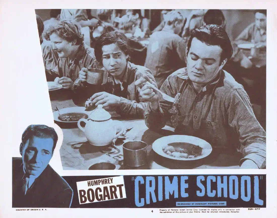 CRIME SCHOOL Original 1956r Lobby Card Humphrey Bogart The Dead End Kids