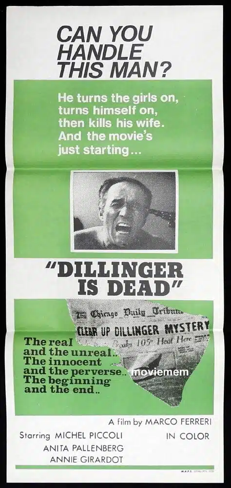DILLINGER IS DEAD Original Daybill Movie poster Marco Ferreri Michel Piccoli