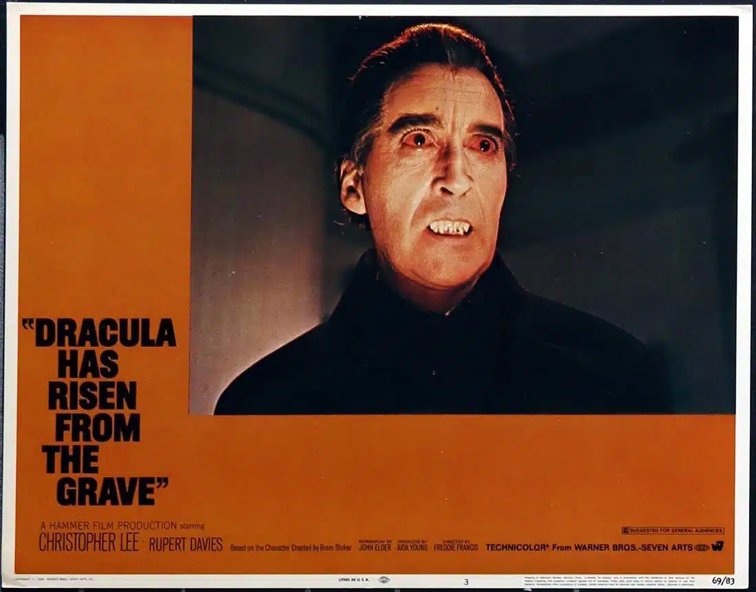 DRACULA HAS RISEN FROM THE GRAVE Original US Lobby Card 3 Christopher Lee Hammer Horror