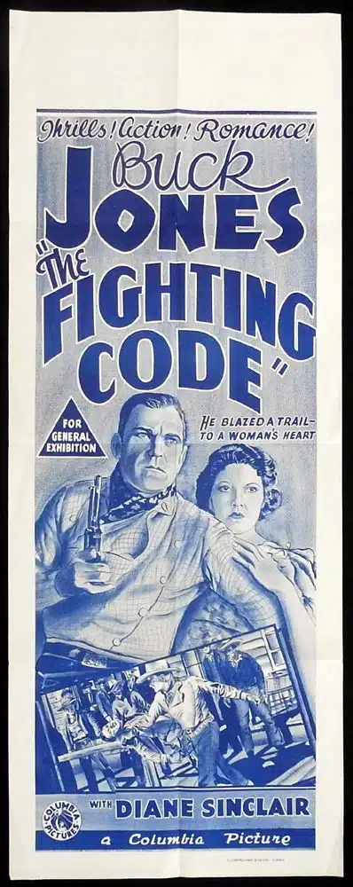 THE FIGHTING CODE Original Long Daybill Movie poster Buck Jones Diane Sinclair Ward Bond