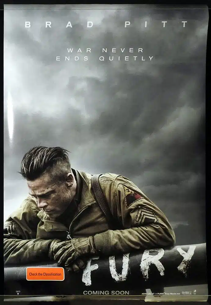 FURY Original ADV One Sheet Movie poster Brad Pitt Shia LaBeouf Logan Lerman
