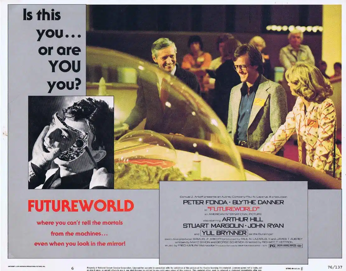 FUTUREWORLD Original Lobby Card 6 Peter Fonda Blythe Danner Yul Brynner Sci Fi