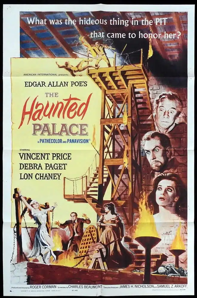 THE HAUNTED PALACE Original US One sheet Movie poster Vincent Price Debra Paget Lon Chaney Jr.