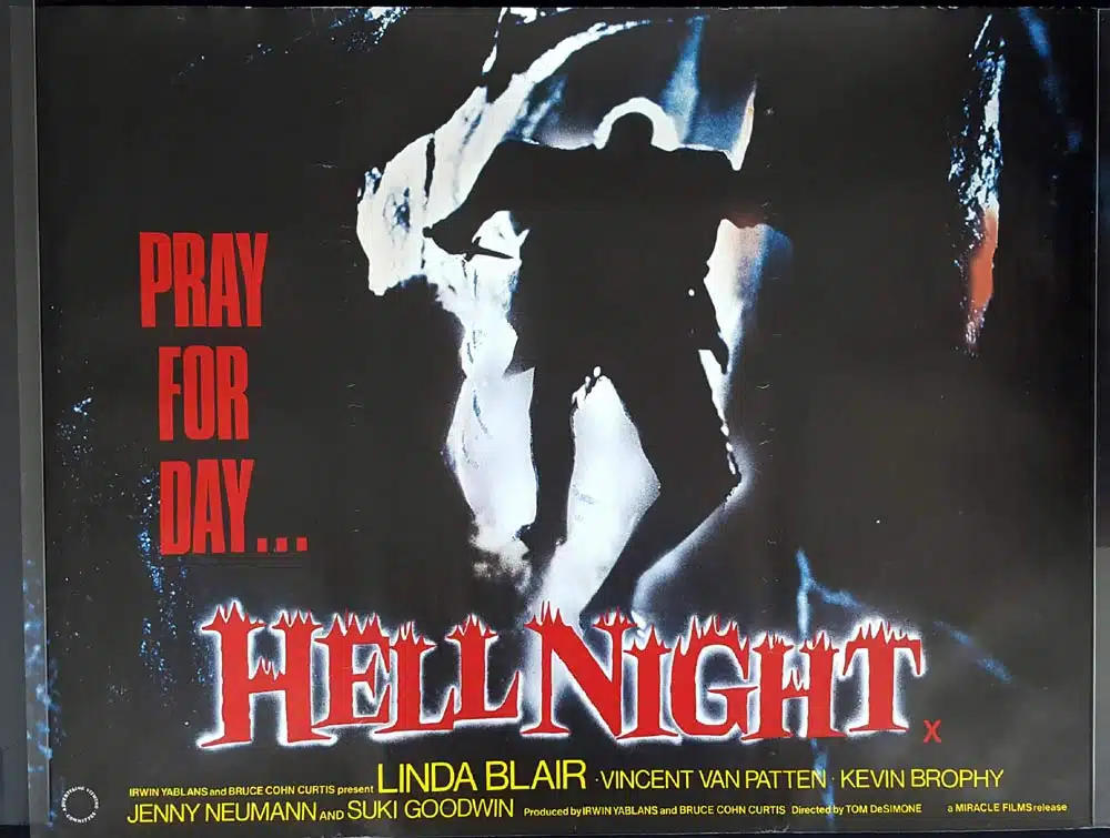 HELL NIGHT Original ROLLED British Quad Movie Poster Linda Blair PRAY FOR DAY Horror Slasher