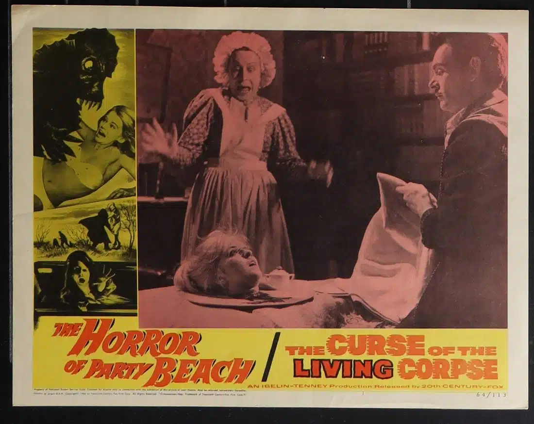HORROR OF PARTY BEACH plus CURSE OF THE LIVING CORPSE Original Double Bill US Lobby Card 1