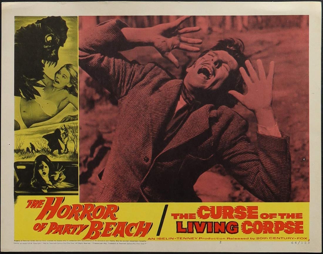 HORROR OF PARTY BEACH plus CURSE OF THE LIVING CORPSE Original Double Bill US Lobby Card 2