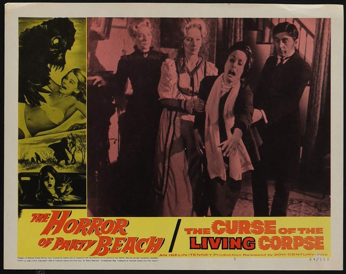 HORROR OF PARTY BEACH plus CURSE OF THE LIVING CORPSE Original Double Bill US Lobby Card 5