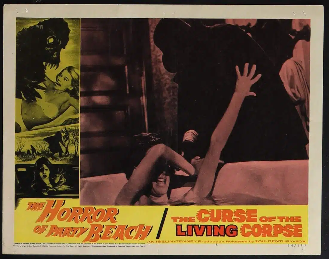 HORROR OF PARTY BEACH plus CURSE OF THE LIVING CORPSE Original Double Bill US Lobby Card 8