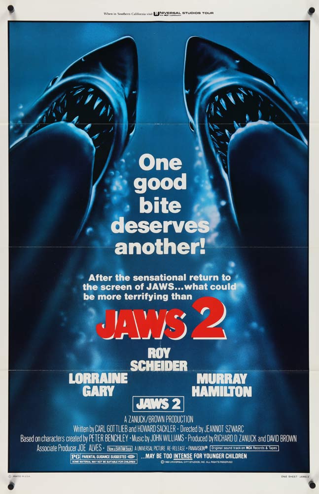 JAWS 2 Original US One sheet Movie poster Roy Scheider Lorraine Gary