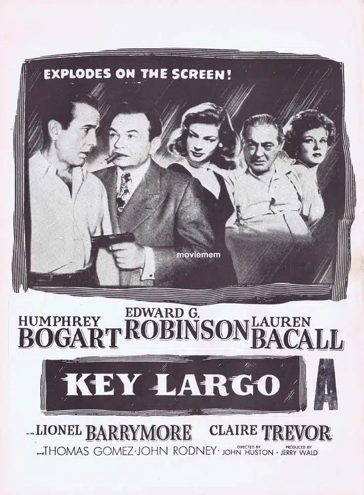 KEY LARGO Original 1970sr Daybill Movie poster Humphrey Bogart Edward G. Robinson