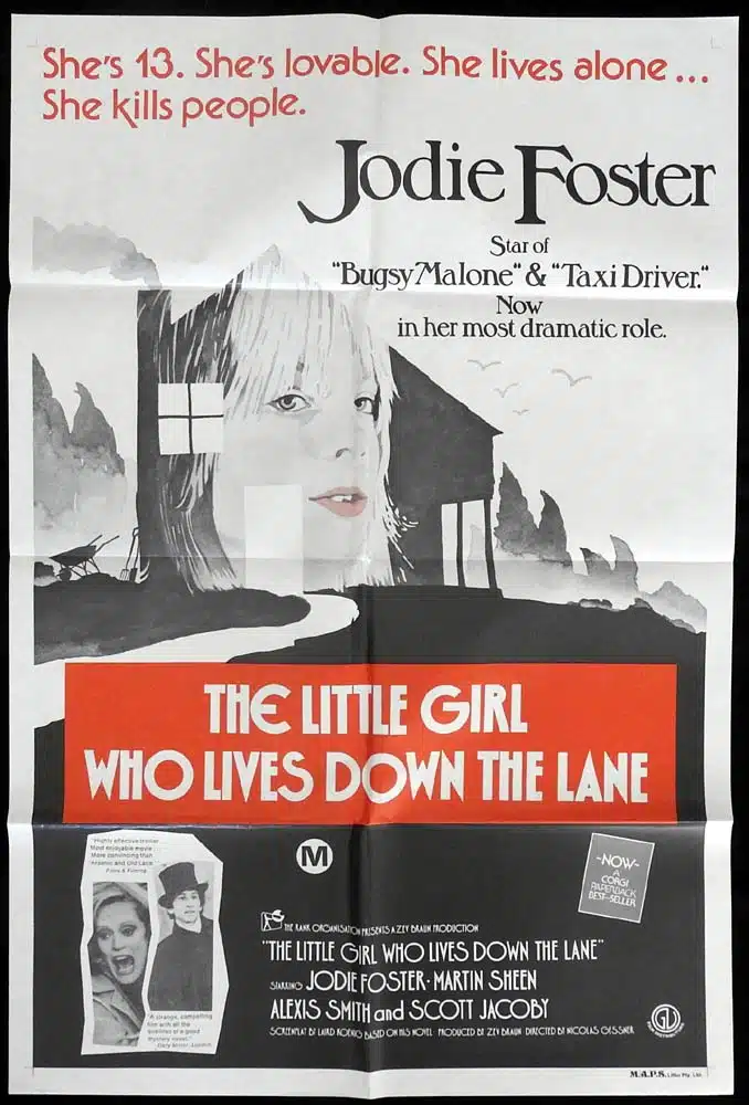THE LITTLE GIRL WHO LIVES DOWN THE LANE Original One sheet Movie poster Jodie Foster Horror
