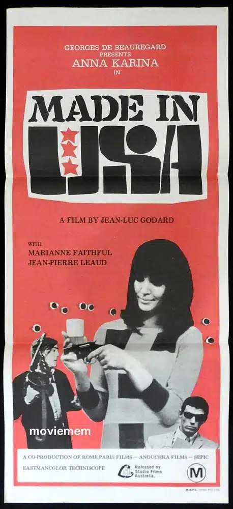 MADE IN USA Original Daybill Movie poster Marianne Faithfull Anna Karina Jean-Luc Godard