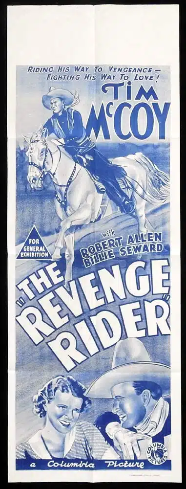 THE REVENGE RIDER Original Long Daybill Movie poster Tim McCoy Robert Allen Western