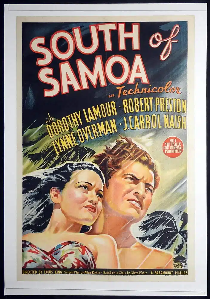 SOUTH OF SAMOA Original LINEN BACKED One Sheet Movie poster Dorothy Lamour Typhoon