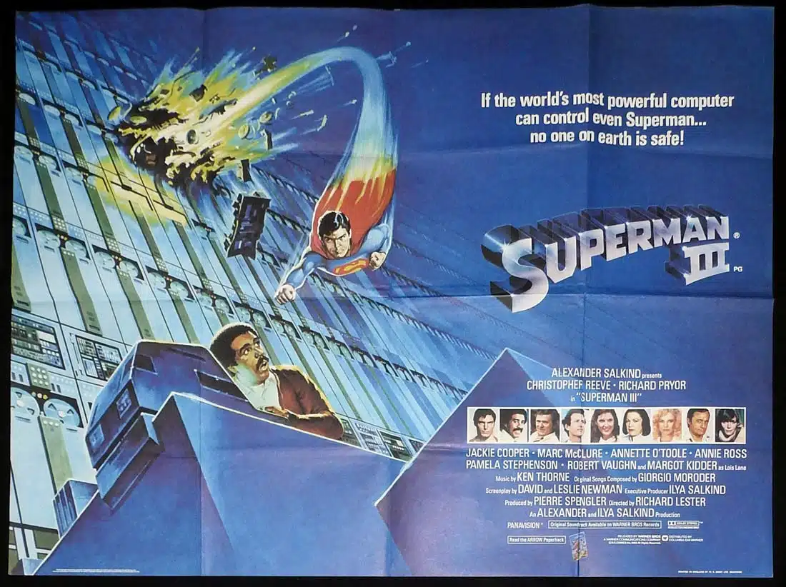 SUPERMAN III Original British Quad Movie Poster Christopher Reeve Richard Pryor Jackie Cooper