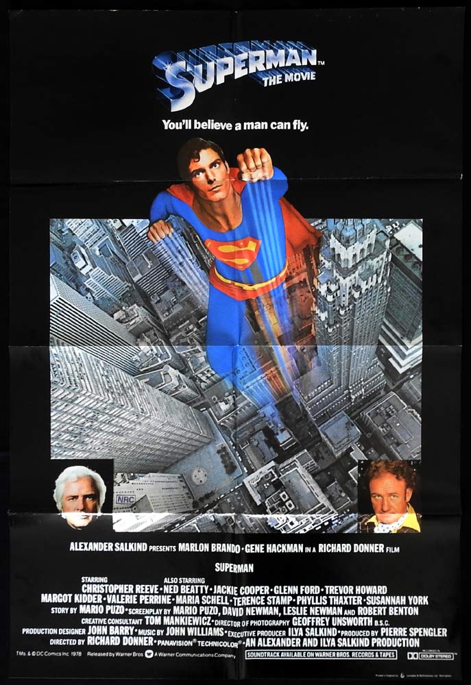 SUPERMAN THE MOVIE Original British One sheet Movie poster Christopher Reeve