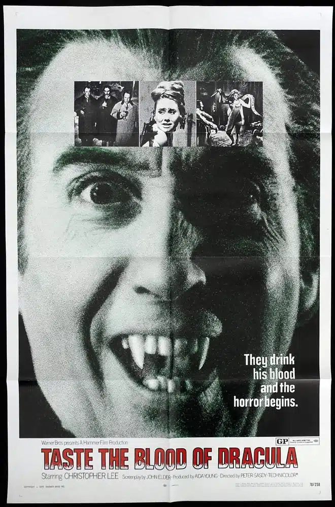 TASTE THE BLOOD OF DRACULA Original US One sheet Movie poster Christopher Lee Hammer Horror